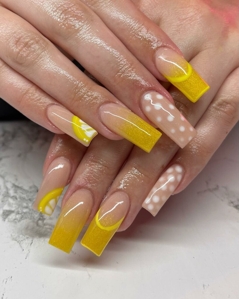 Ombre Square Yellow Nails