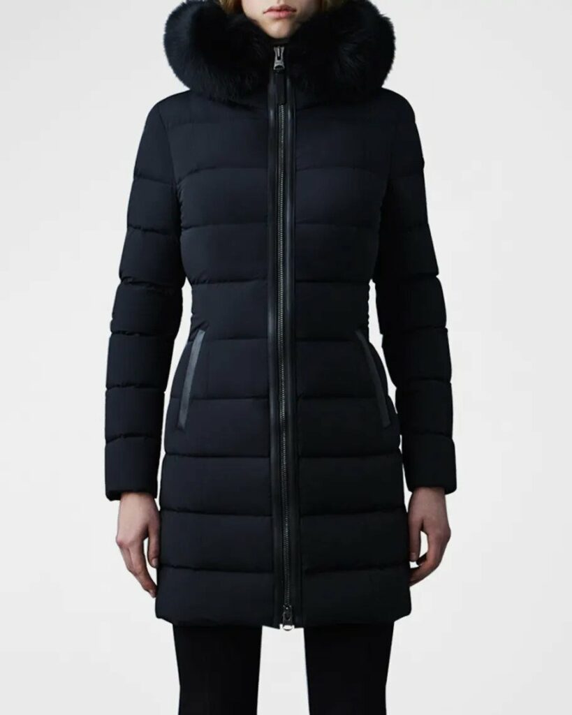 Mackage Calla Stretch Lightweight Down Jacket with Fur Ruff