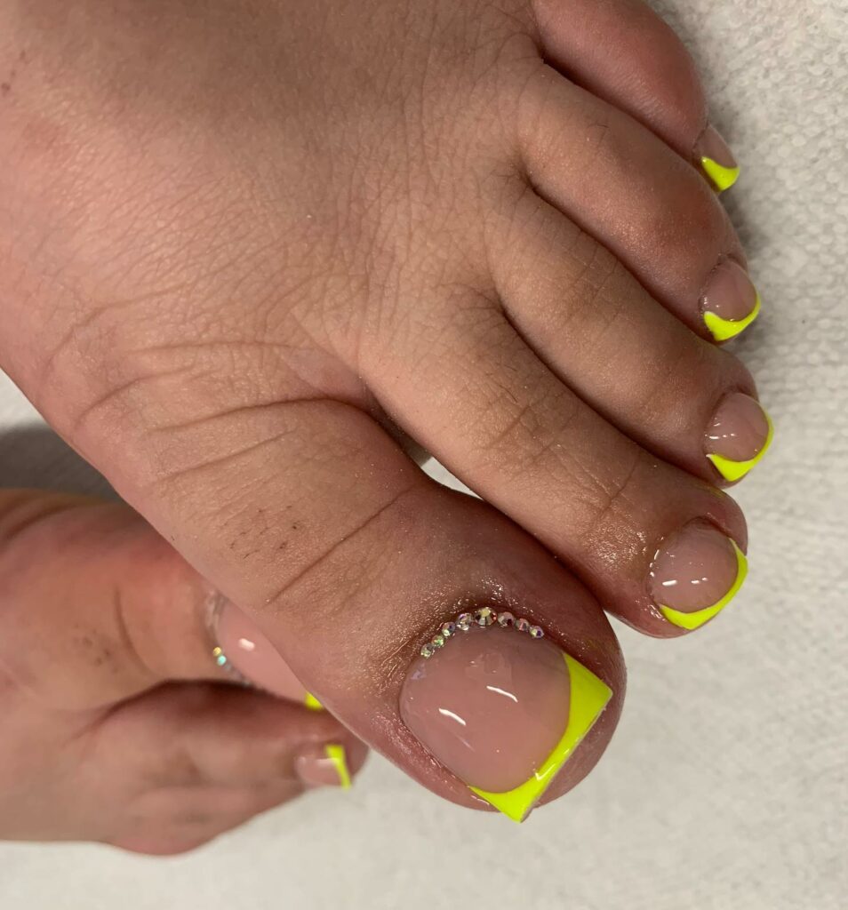 Neon French Toe Nails