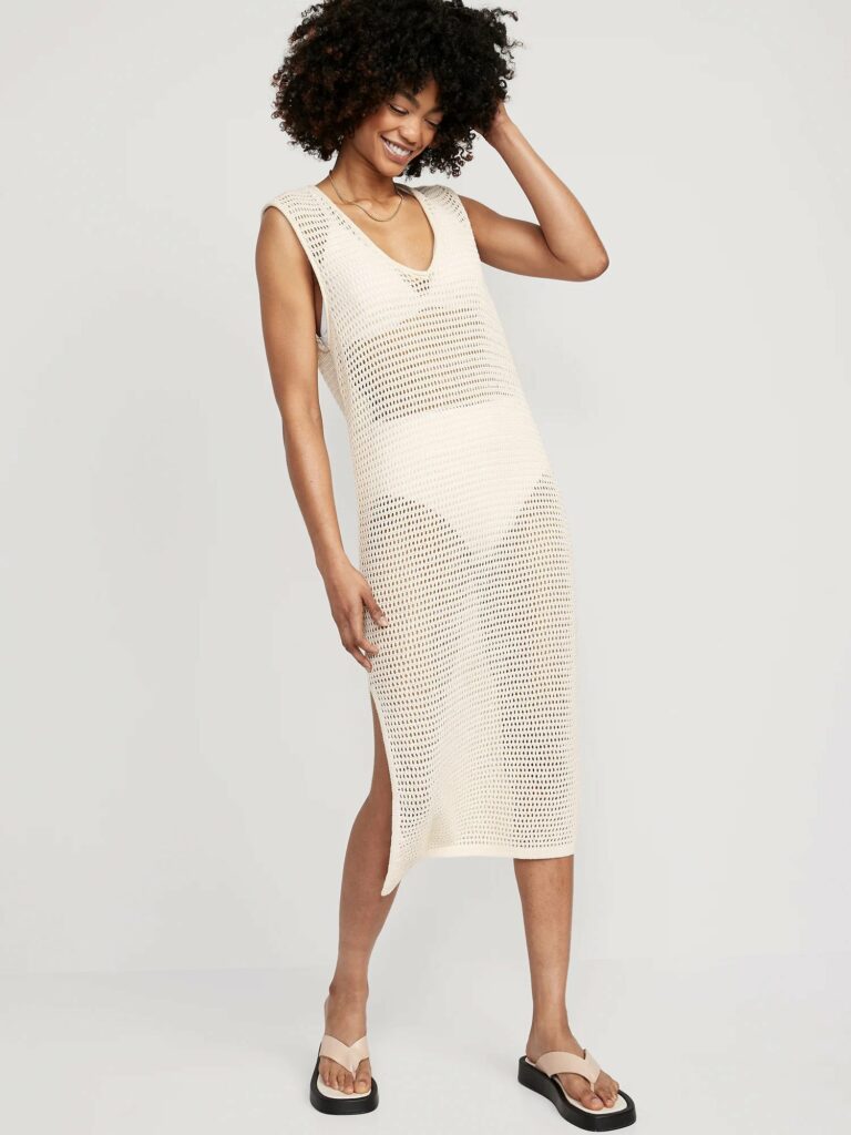 Old Navy Sleeveless Crochet Midi Swim Cover-Up Dress