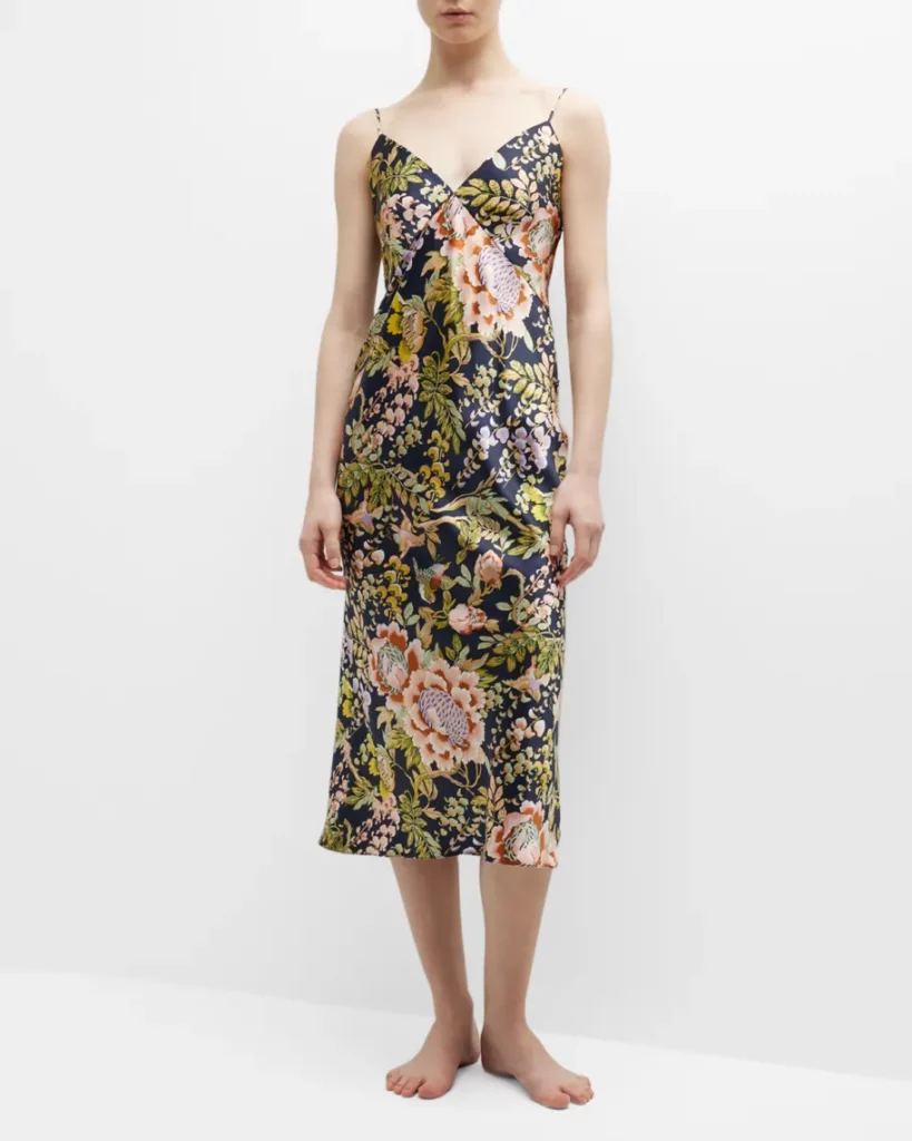 Olivia Von Halle Issa Floral-Print Silk Slip Dress