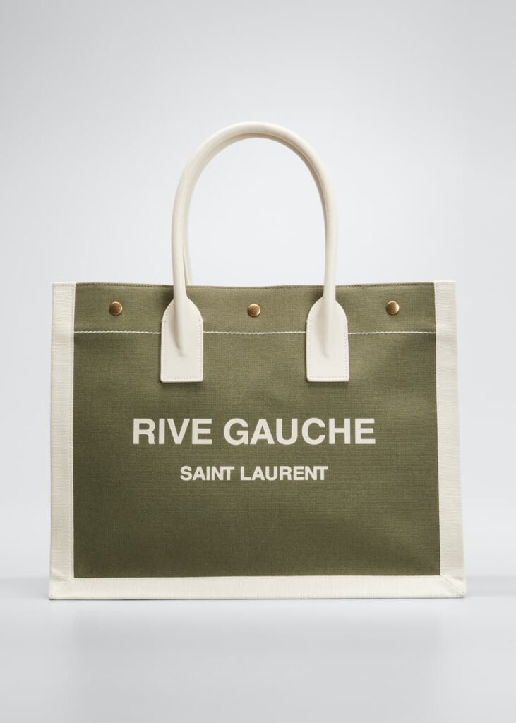 SAINT LAURENT Rive Gauche Small Canvas Tote Bag