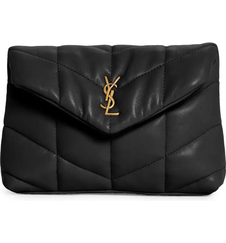 SAINT LAURENT Small Lou Leather Puffer Clutch