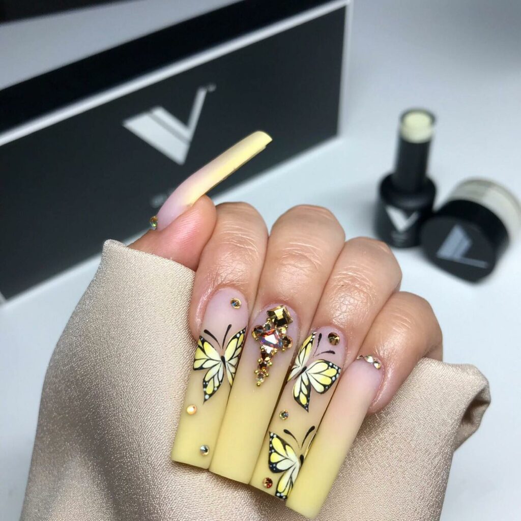 Elegant Acrylic Yellow Nails