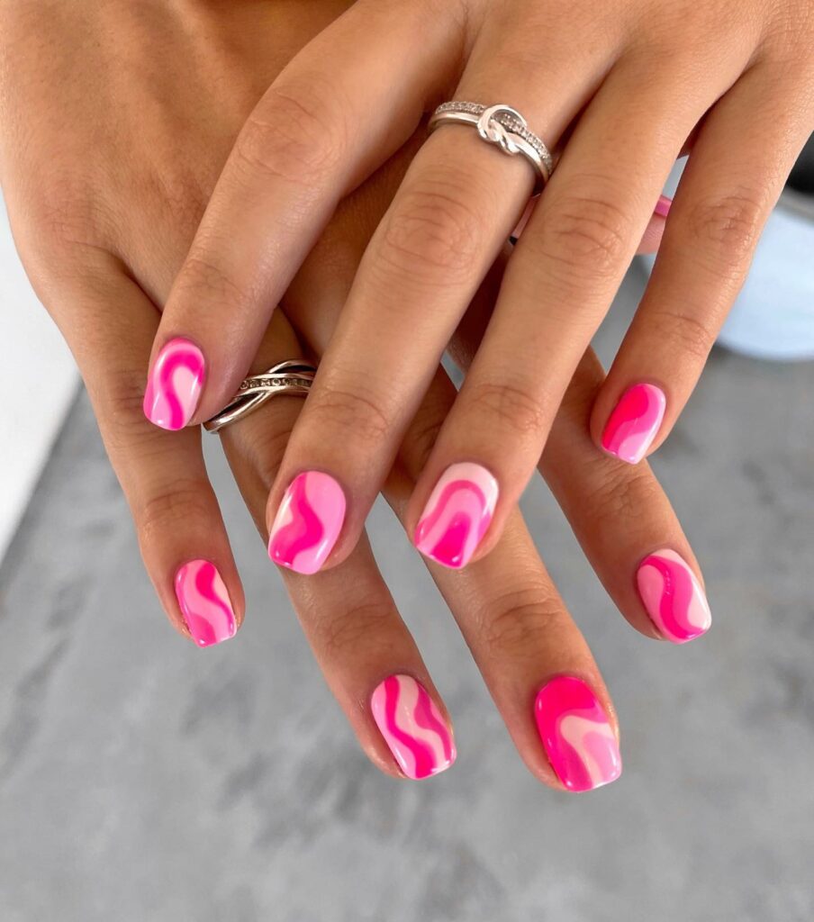 Wavy Pink Nails