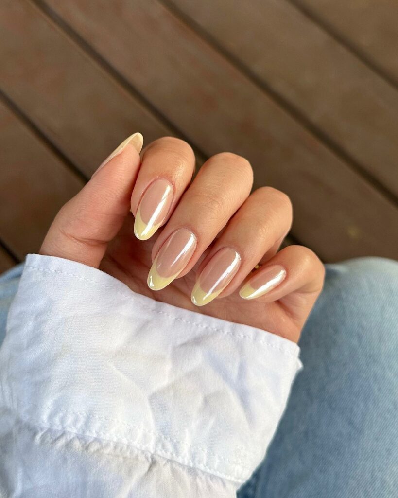 Chrome French Yellow Nails