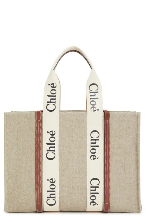 large woody linen tote