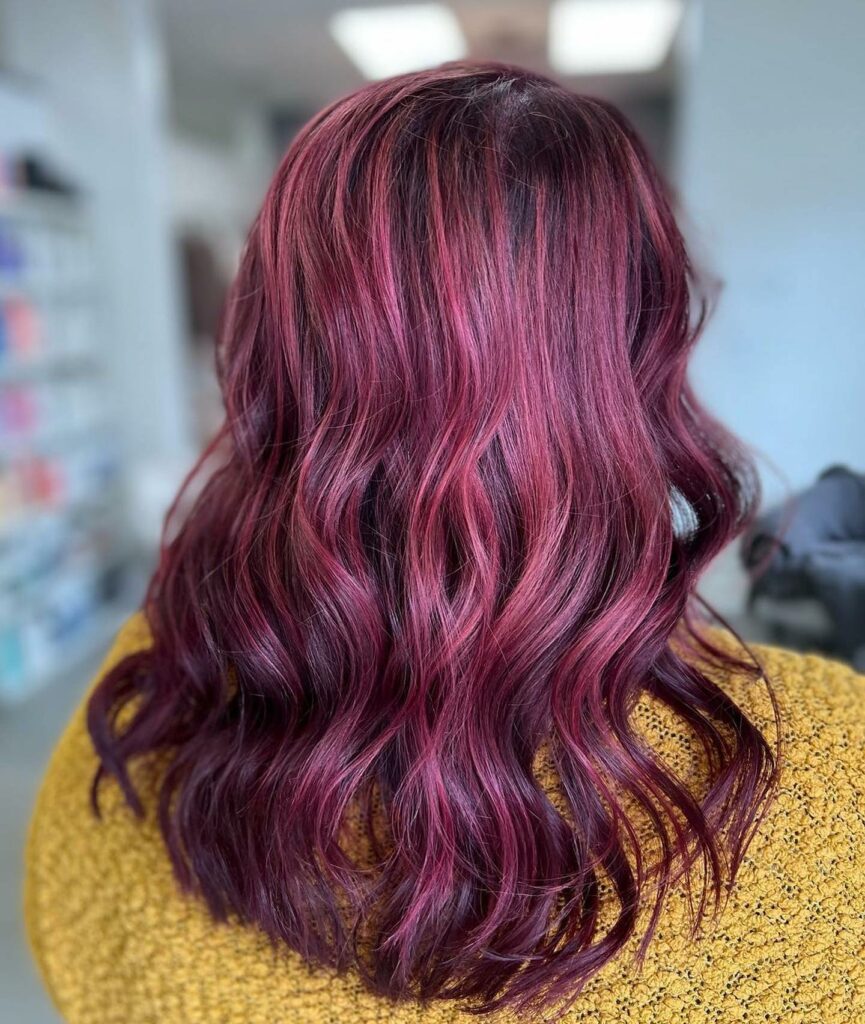 Burgundy with Pink Highlights