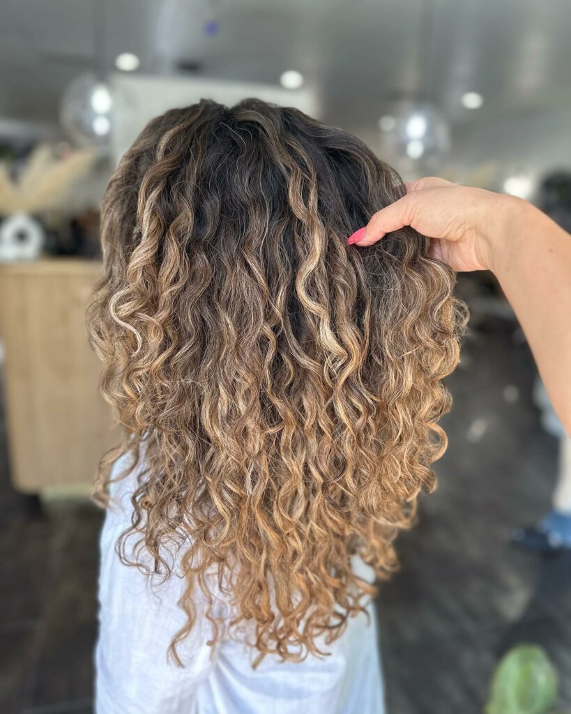 Brunette Curls with Blonde Strokes
