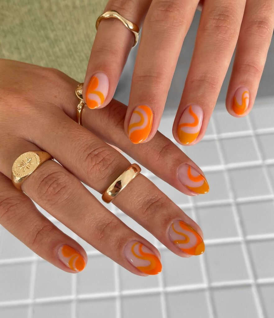 Abstract Orange Jelly Nail