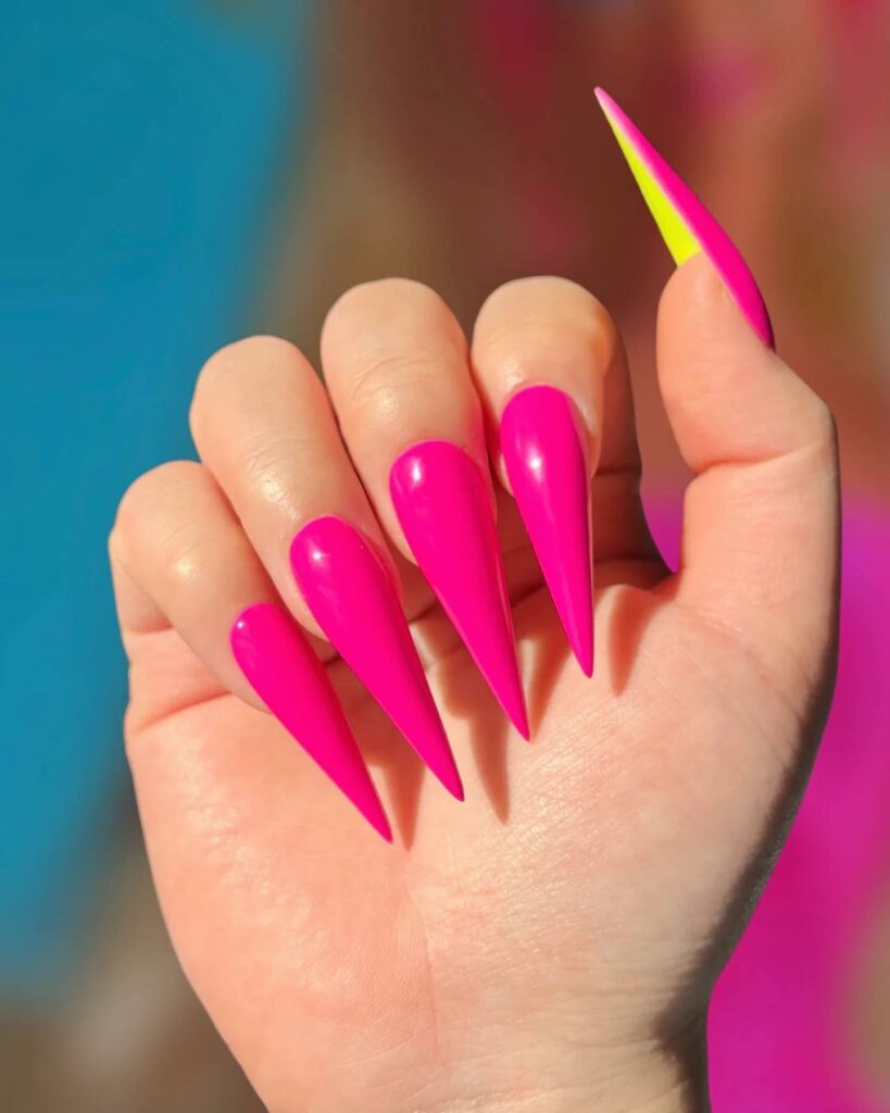 Audiophiles hot pink nails