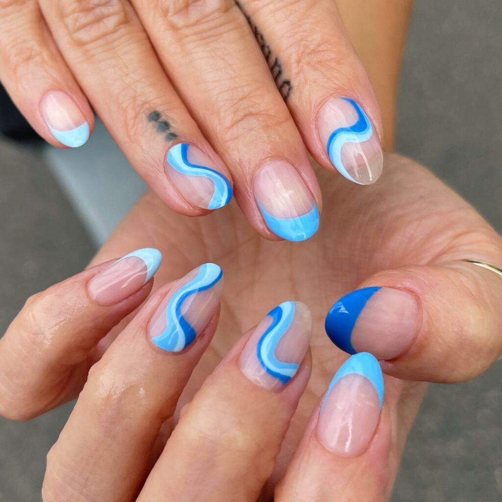 Blue Nails With Swirls