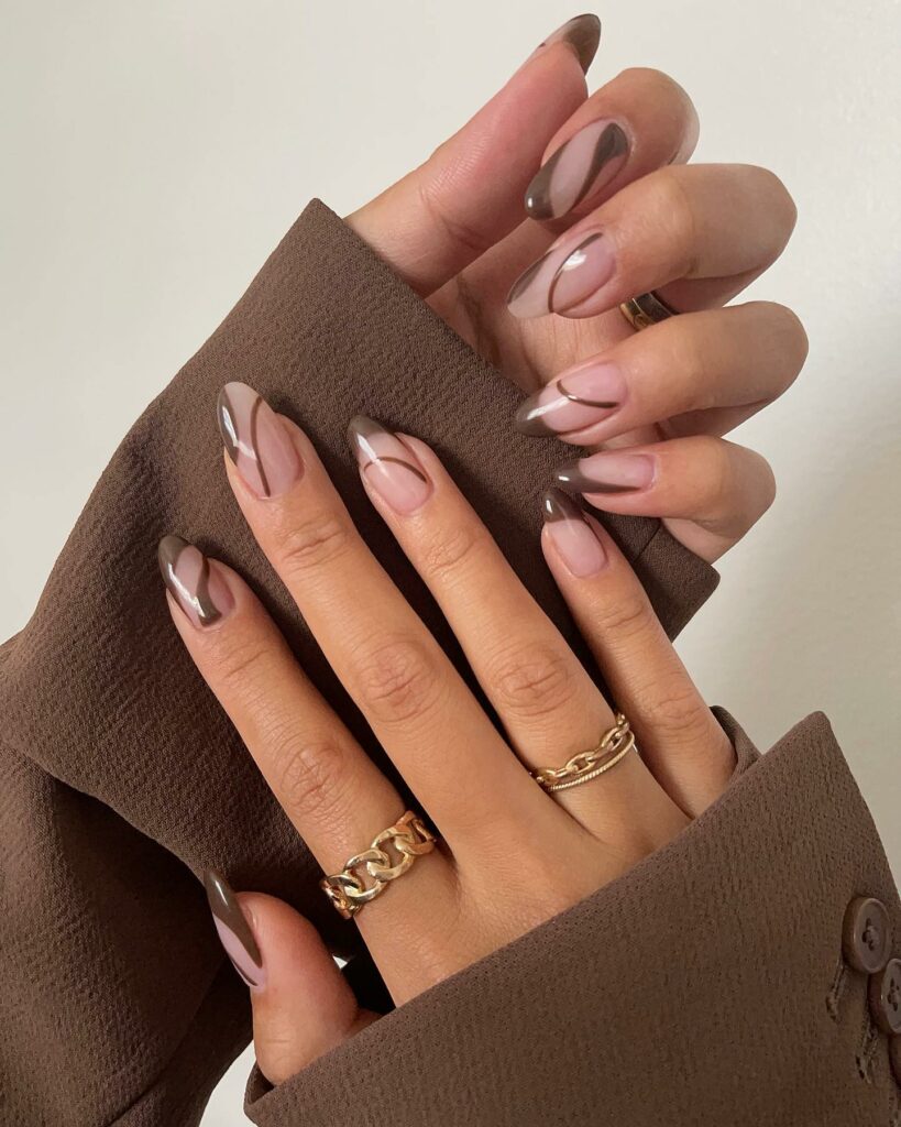 Elegant Brown French Nails