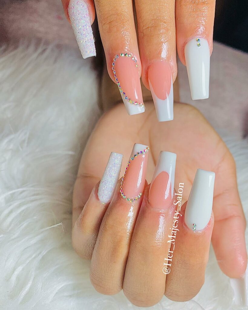 Coffin Nails with Glitter