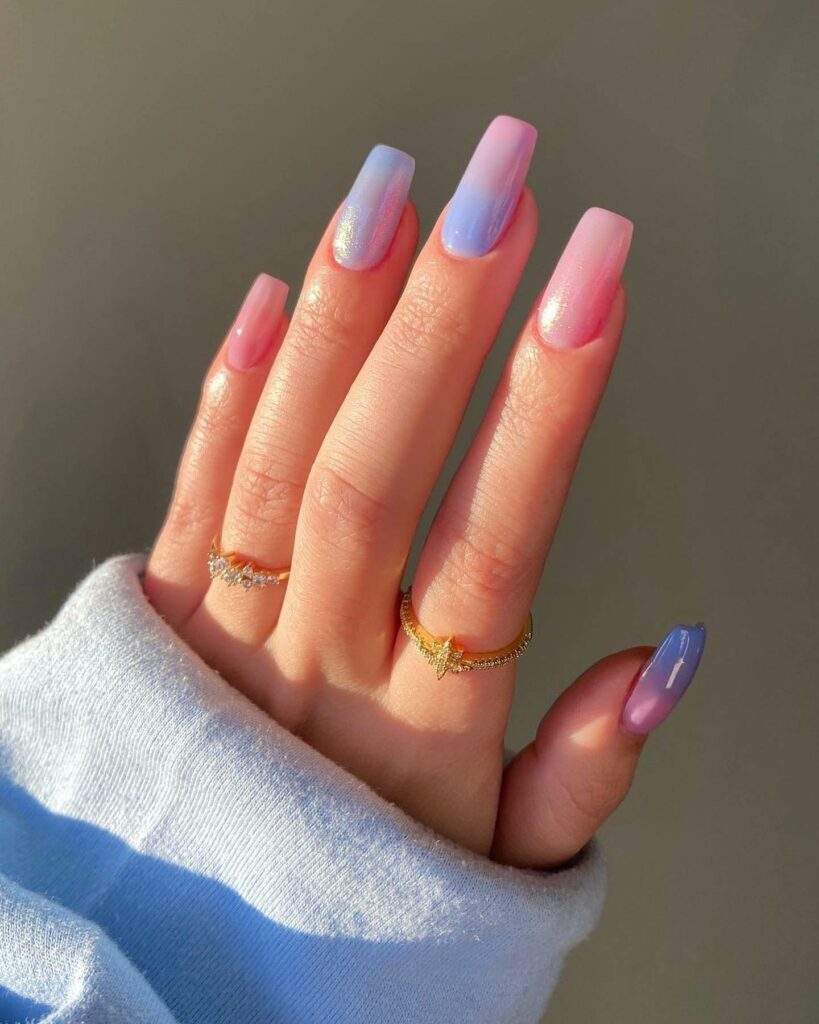 Cotton Candy cat eye nails