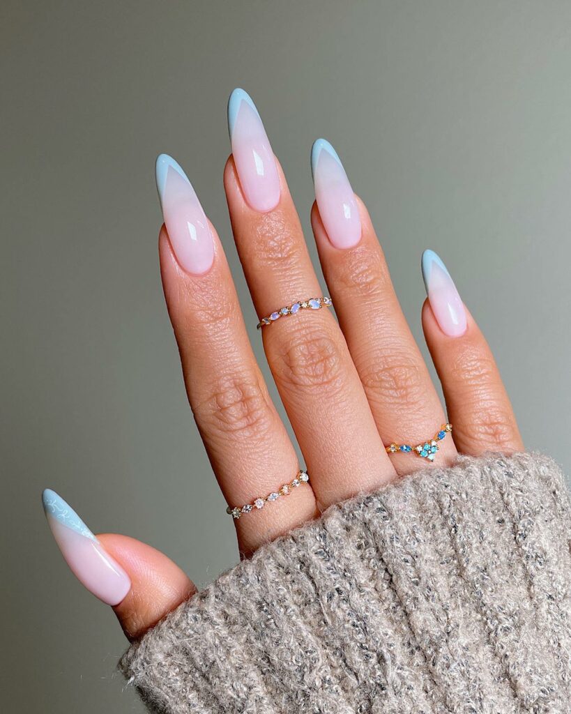 Dusky Blue french ombre nail