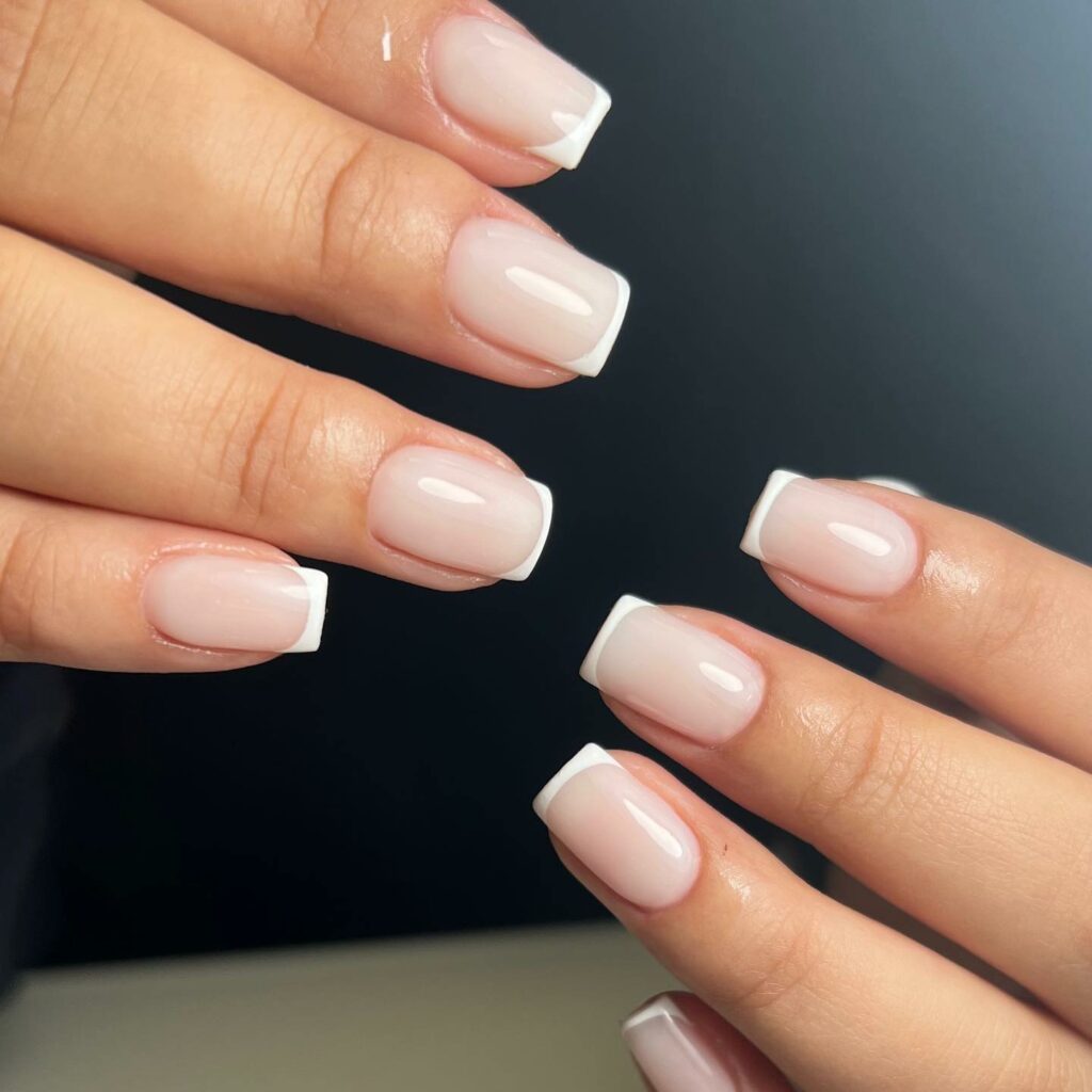 French Ombre Nails with White Edges