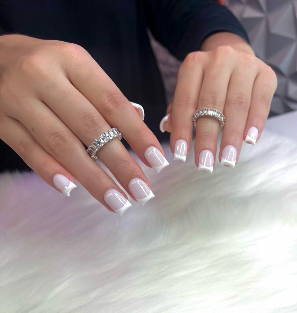 Geometric Cut White Tips