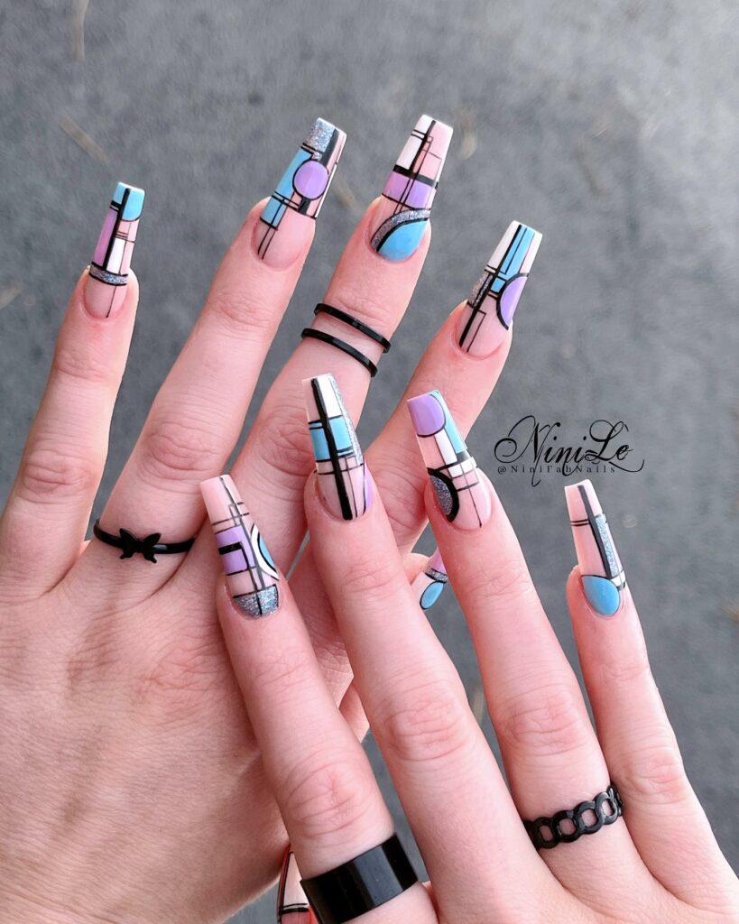 Geometry ballerina nails