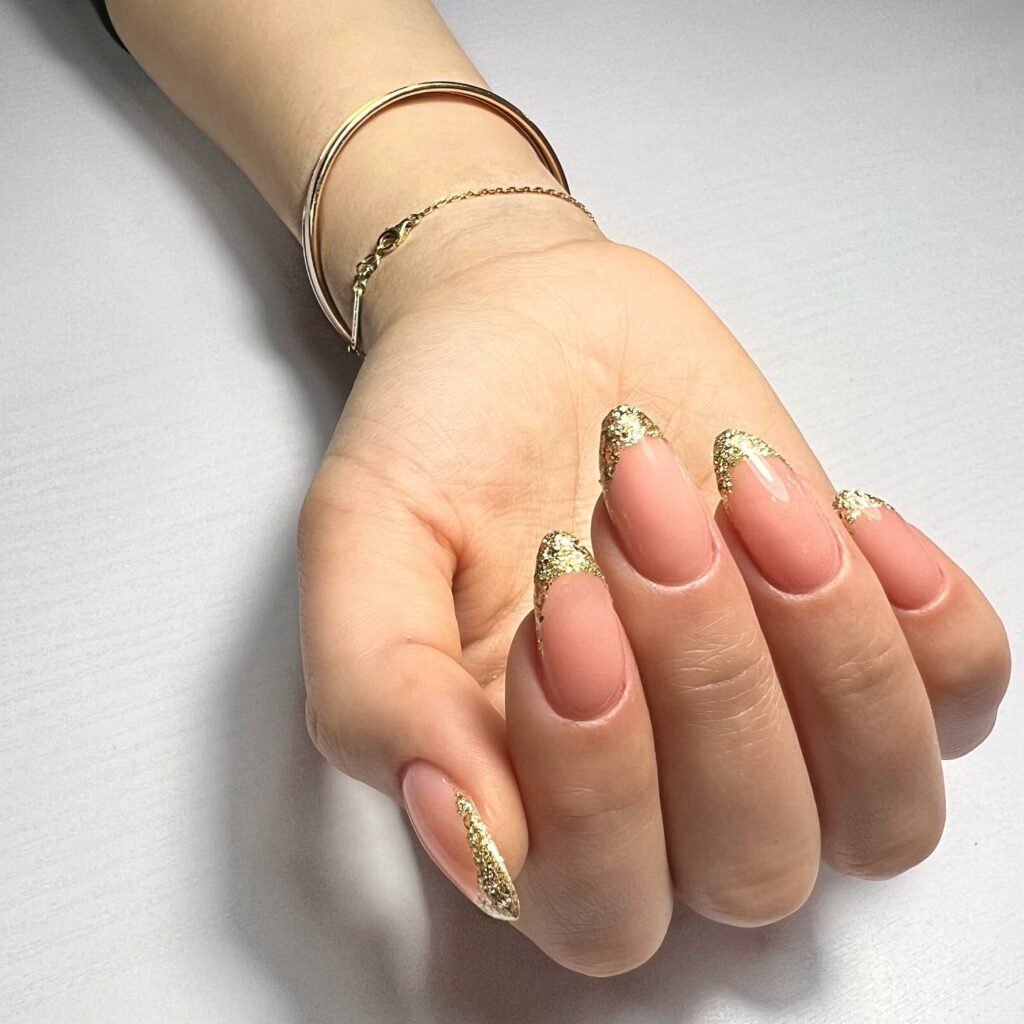 Glitter-Tipped Almond Nails ideas