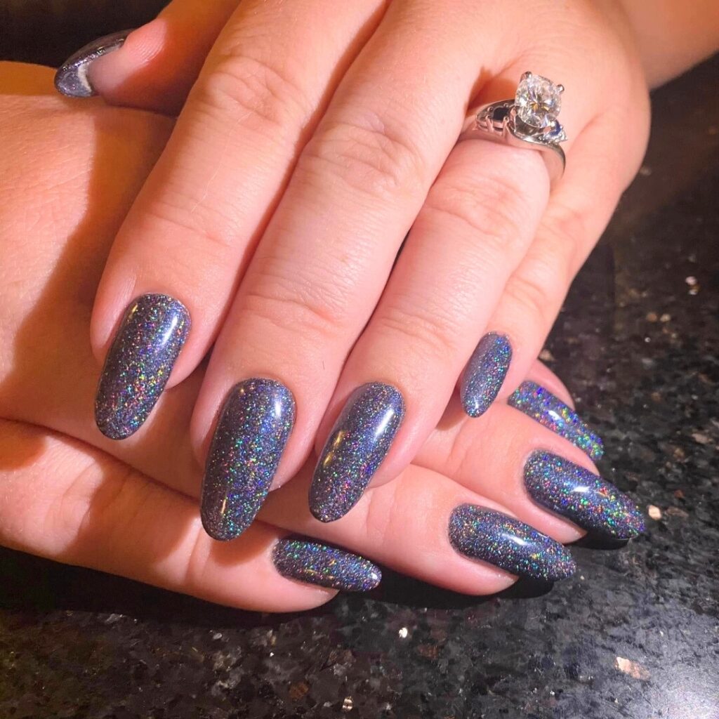 Glittering Starry Night nails