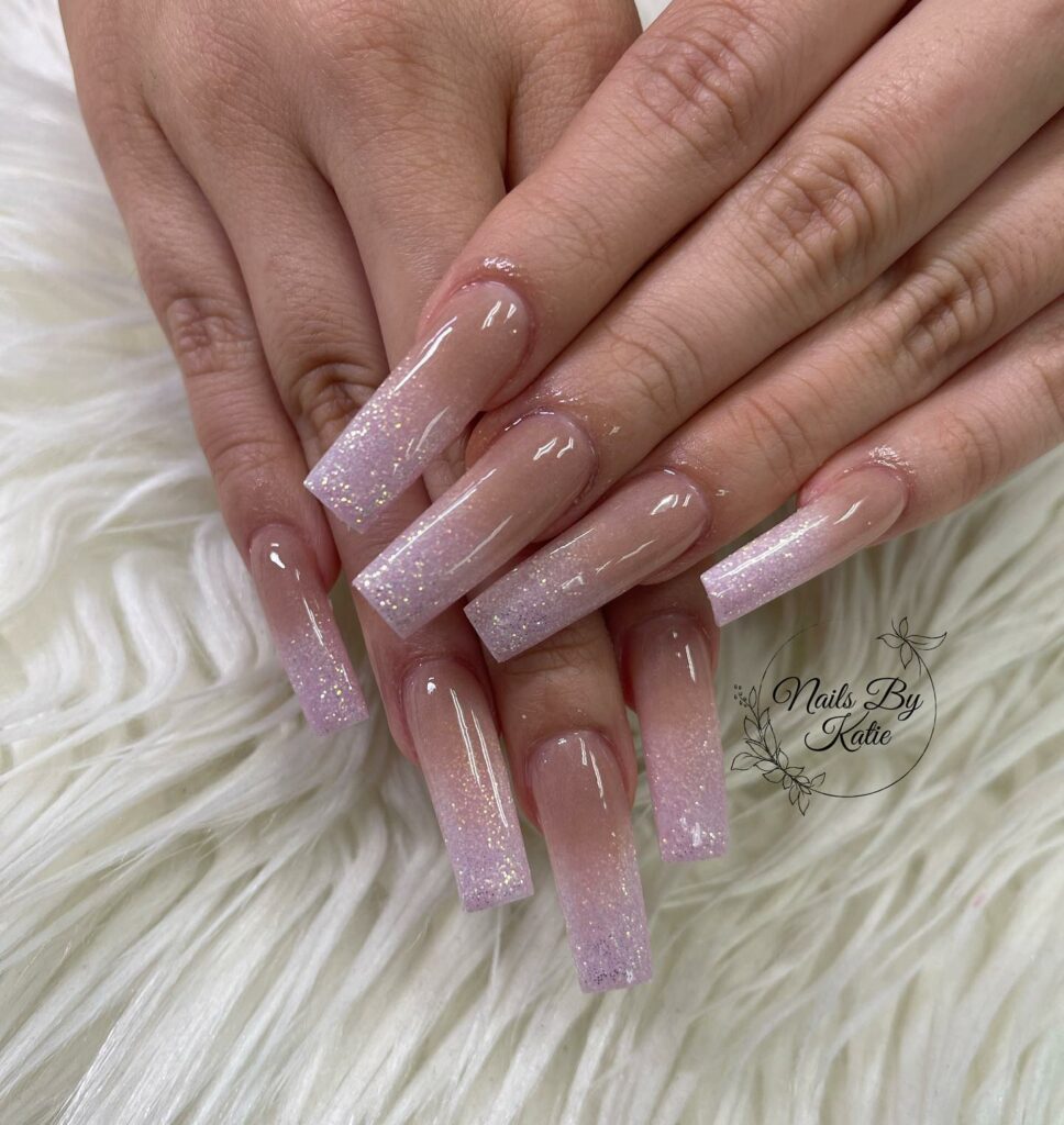Glittery Pop on Pink and White Ombre