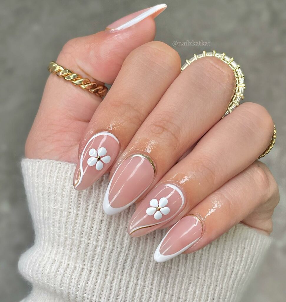 Gold Almond Nails