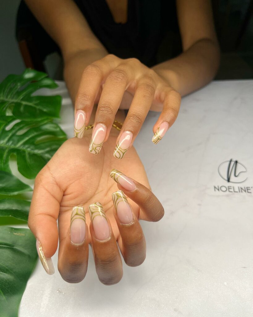 Gold-Lined French nails