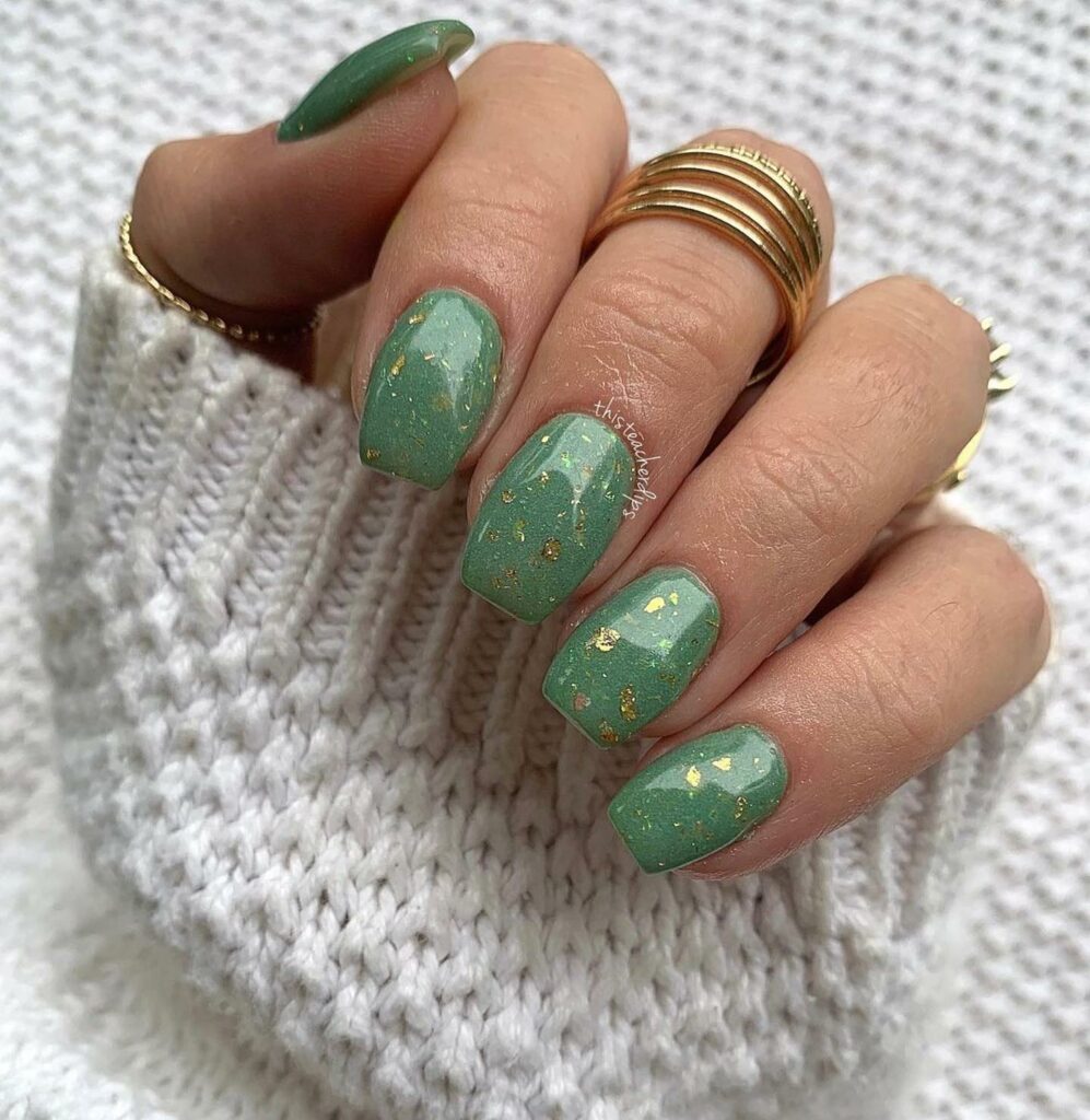 Green Glitter nails