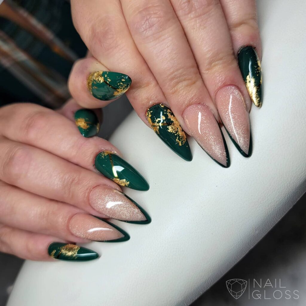 Green and Gold nails