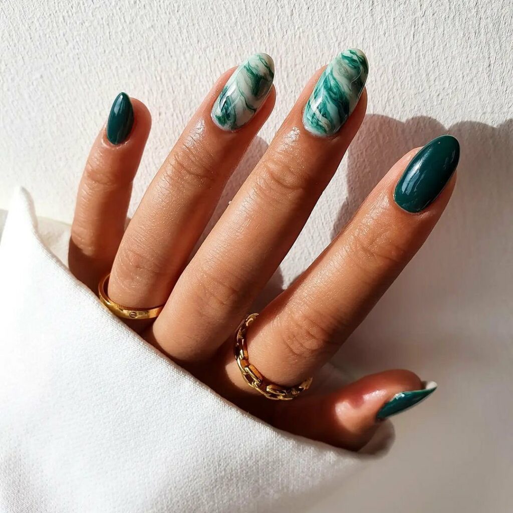 Green marble nails