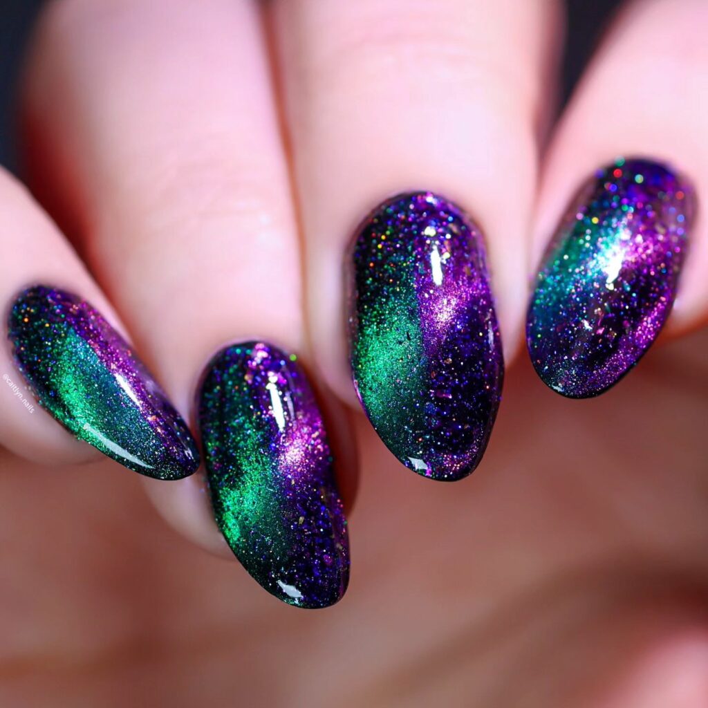 Holographic Nails black nails