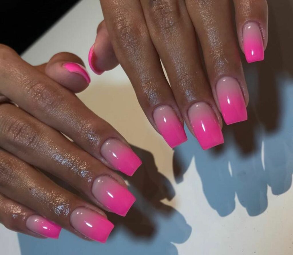 Hot Pink Ombré french ombre nails
