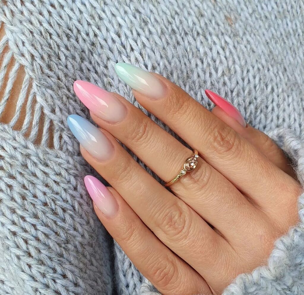 Light Pink Ombre Stiletto Nails
