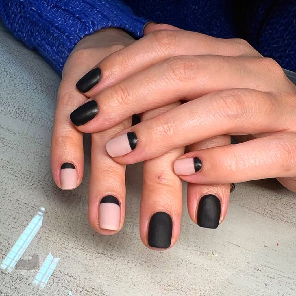 Matte half moon nails