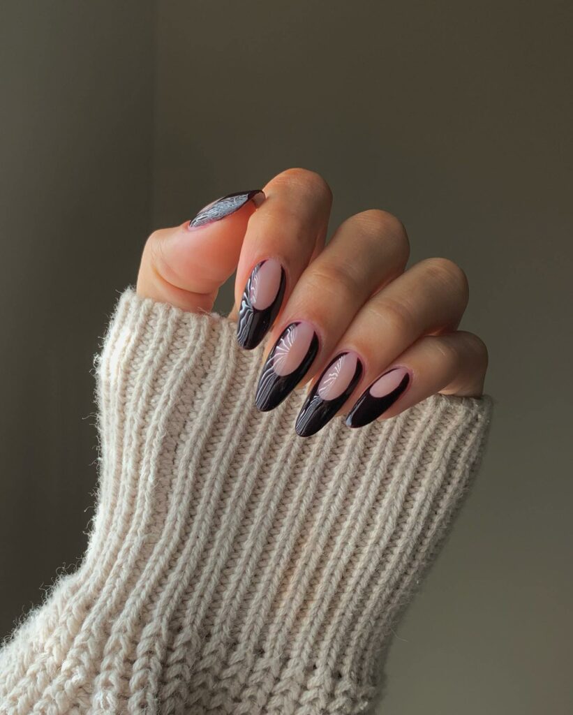 Negative Space oval nails