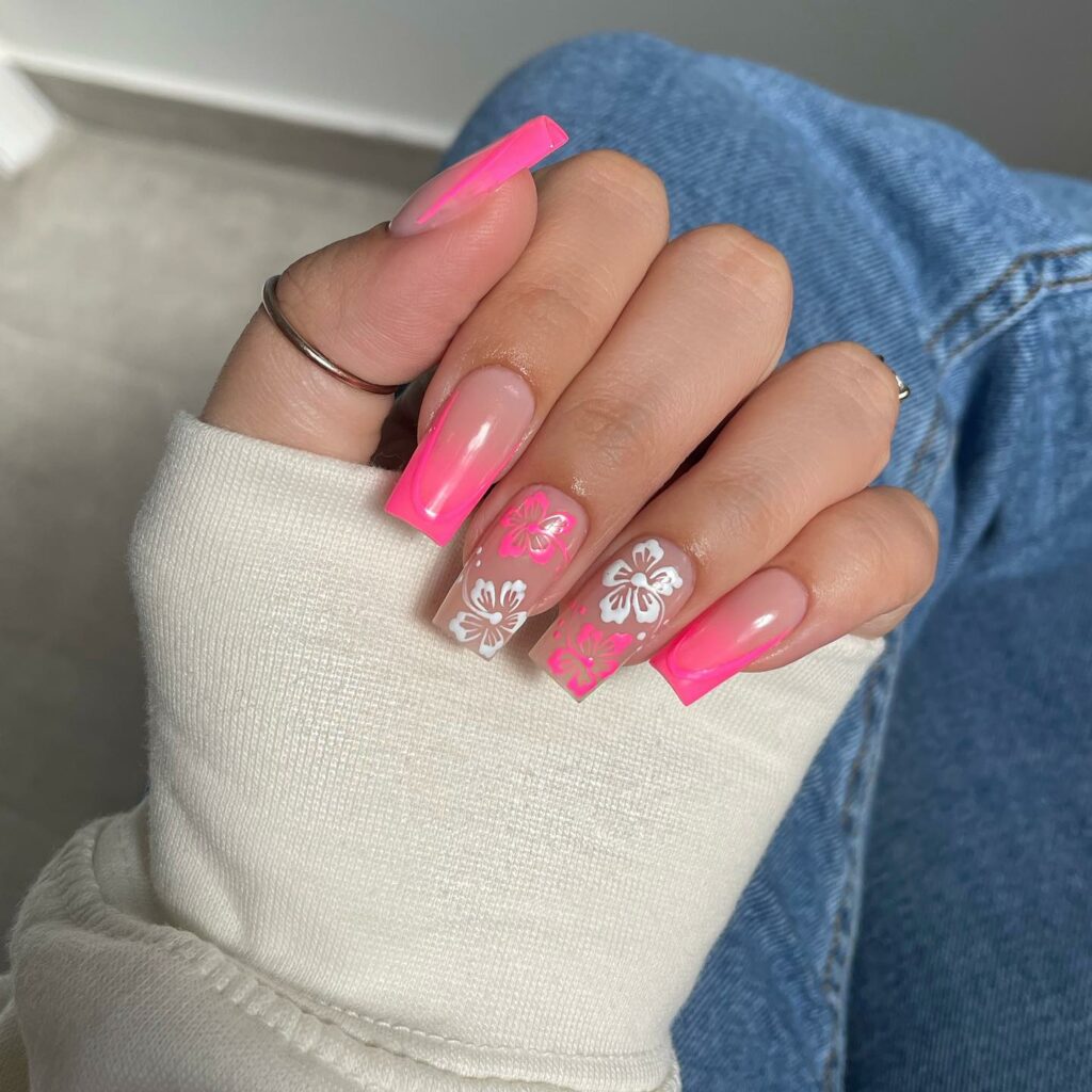 Neon Pink Nails