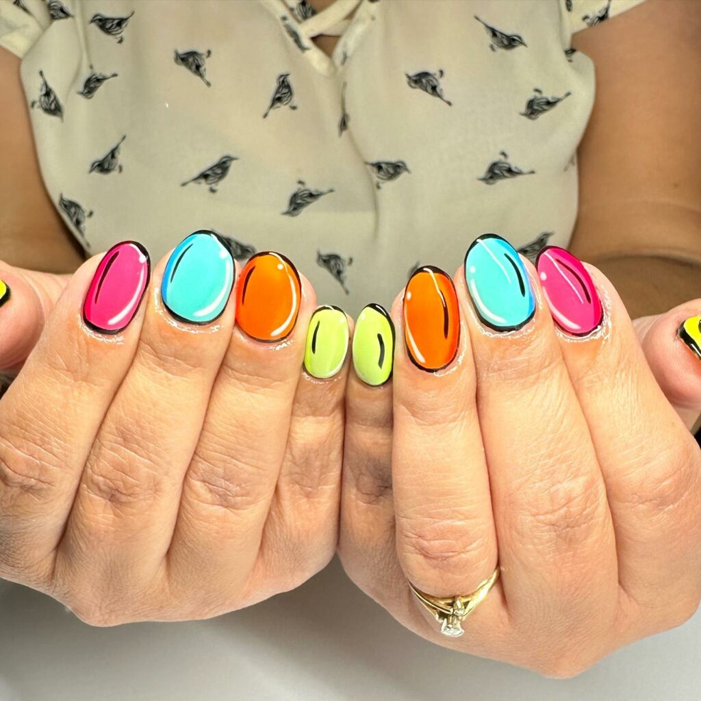 Neon Pop Art short Nails