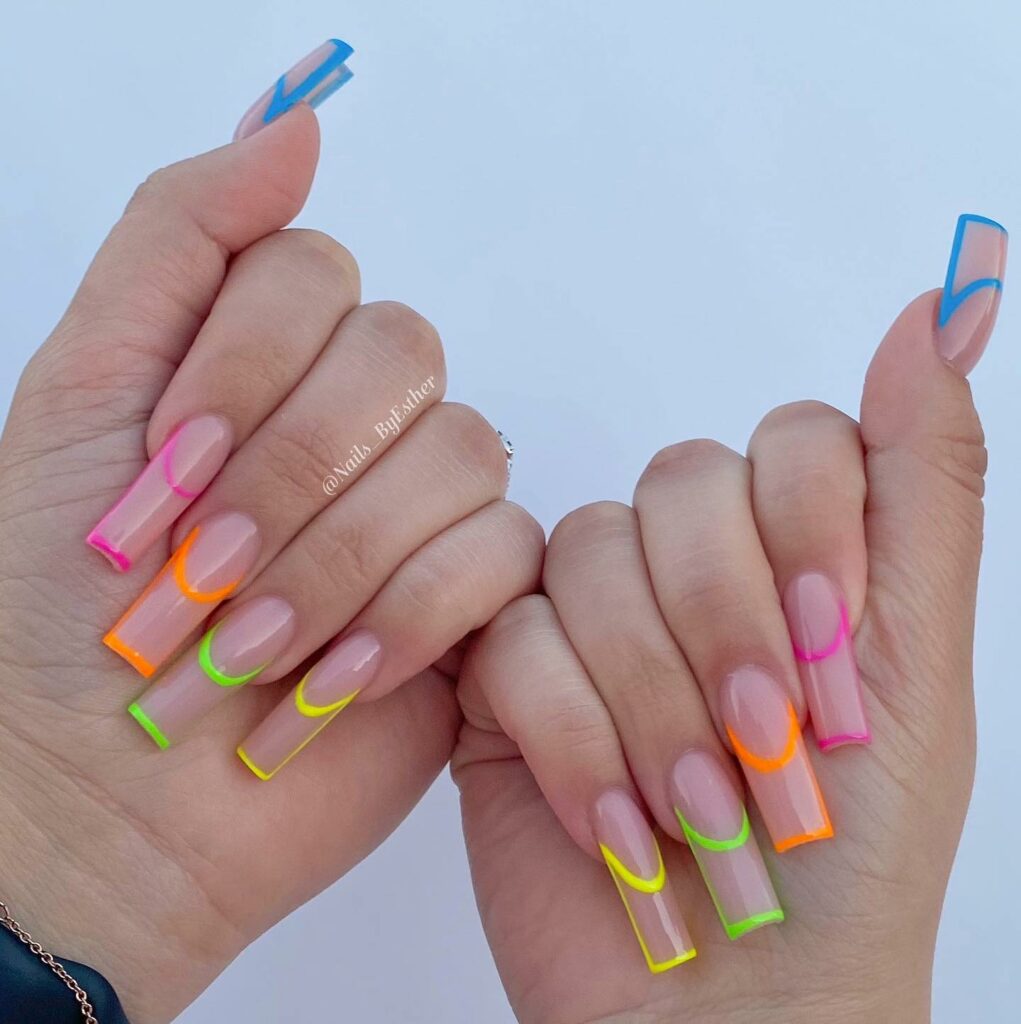 Neon Short Acrylic Nails