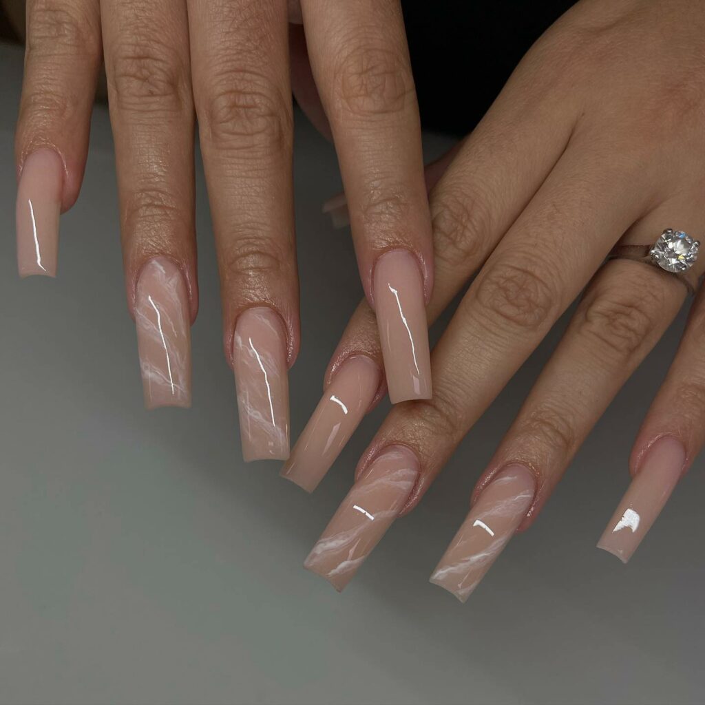 Neutrals marble nails