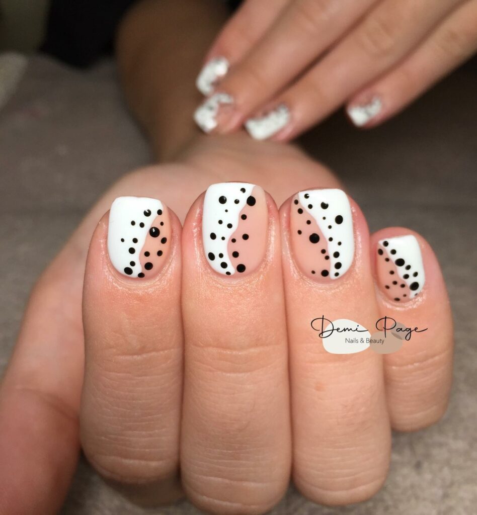 Nude Nails With White Dots