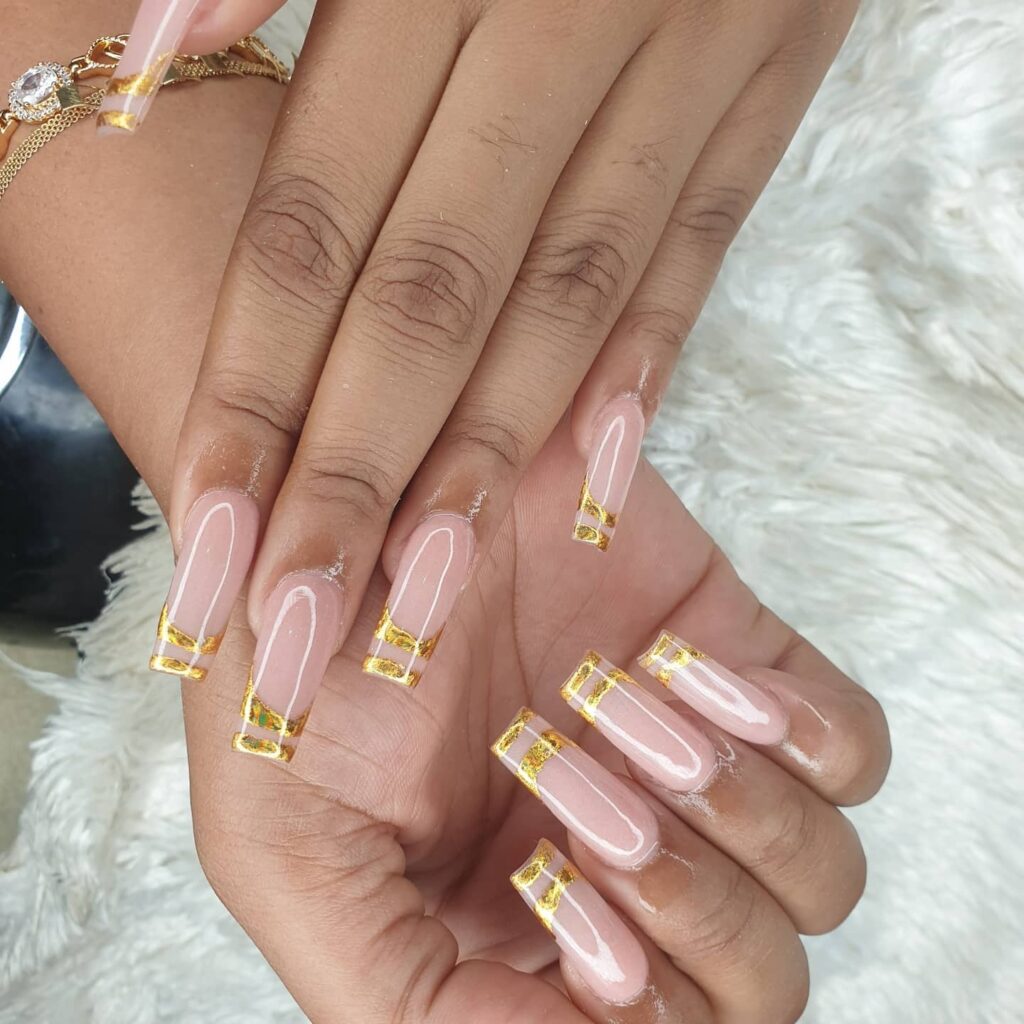 Nude Nails with a Pop of Gold
