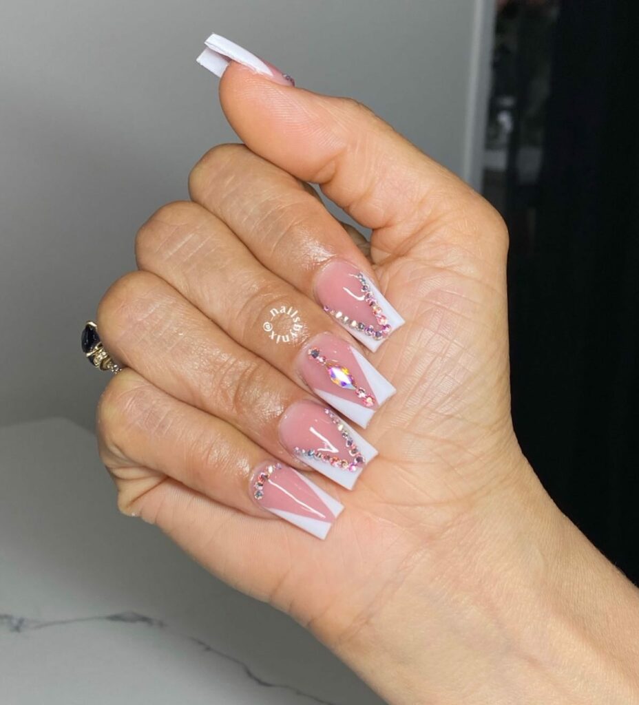 Ombre White Tip Short Acrylic Nails