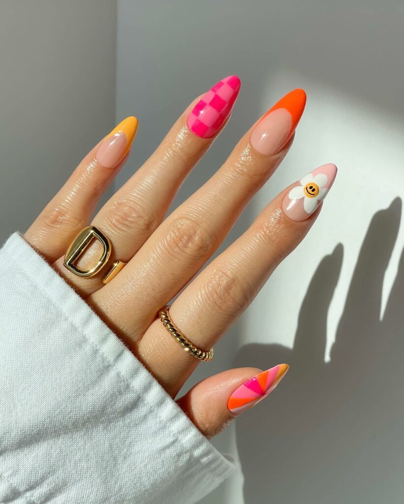 Orange Dewdrop Nails