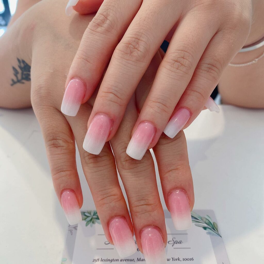 Pastel Pink to White Ombre Nails