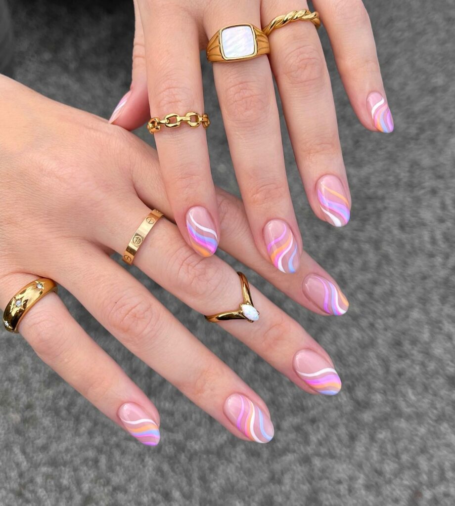 Pastel Swirly Art Nails