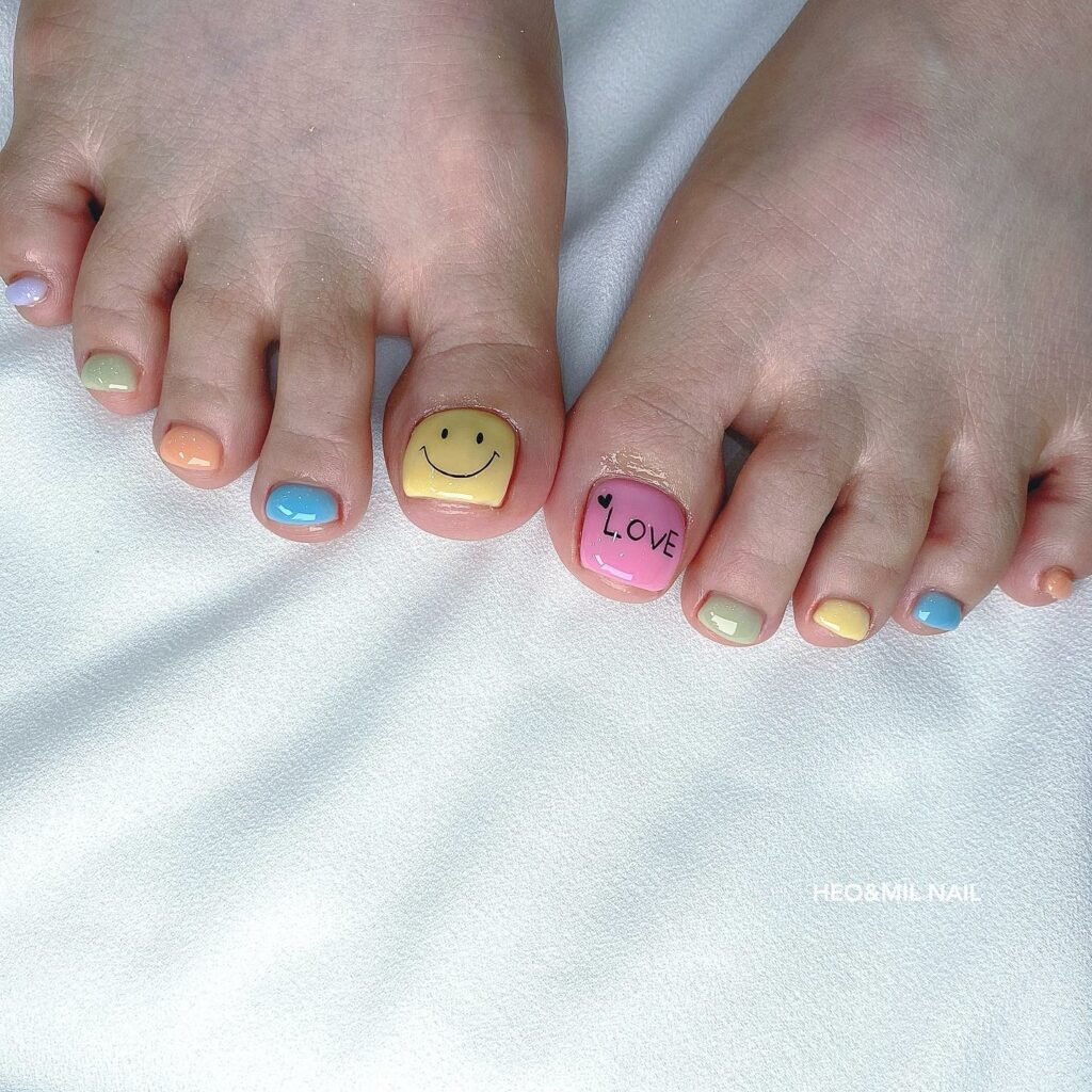 Pastel pedicure nails