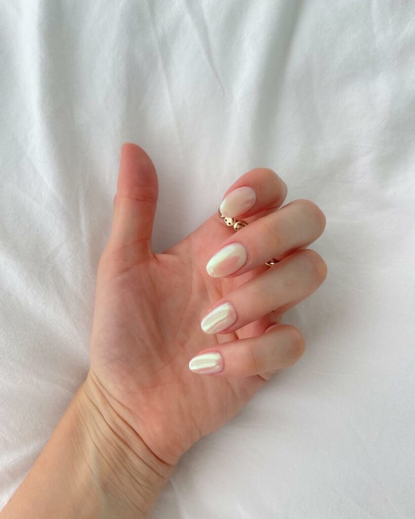 Pearls and Chrome nails