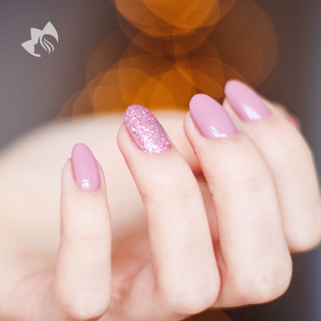 Pink Nails with a Sparkling Touch