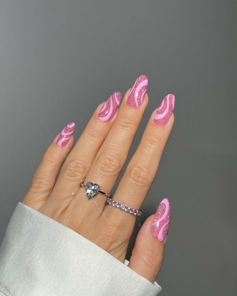 Pink Sequins nails